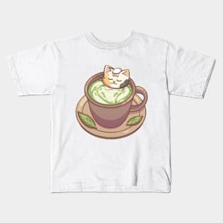 Matcha Tea Cat Kids T-Shirt